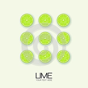 Vector lime slice green illustration lemon isolated half fruit lime. Fresh green cut citrus icon. Isolated Collection Lime LogoÃÅ½